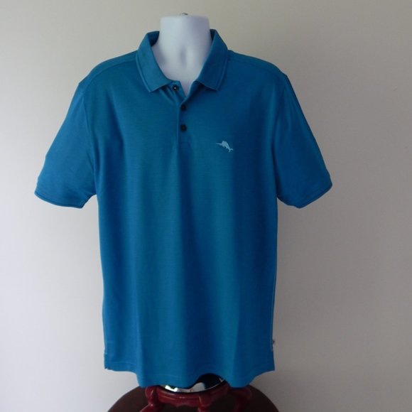 Tommy Bahama Men's Marlin Embroidered Short Sleeve TEAL Polo Shirt XL NWT - Picture 1 of 6